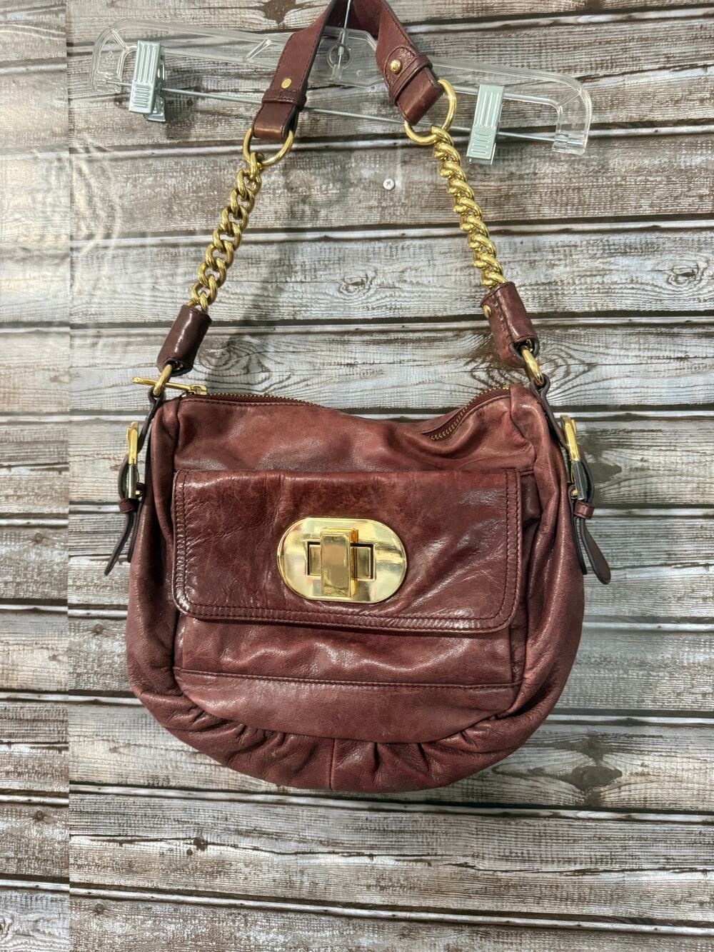 Badgley Mischka Connie Hobo Bag Bordeaux leather purse